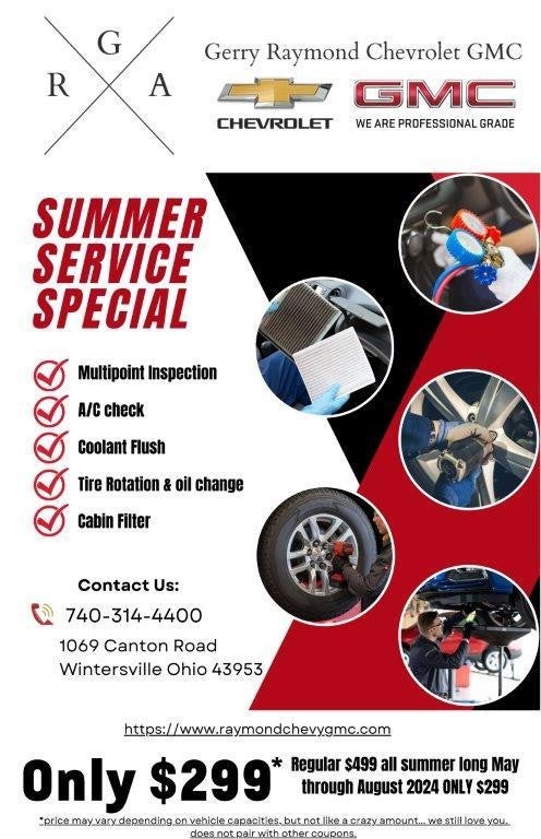 Gerry Raymond Chevrolet GMC Summer Service Special Flyer